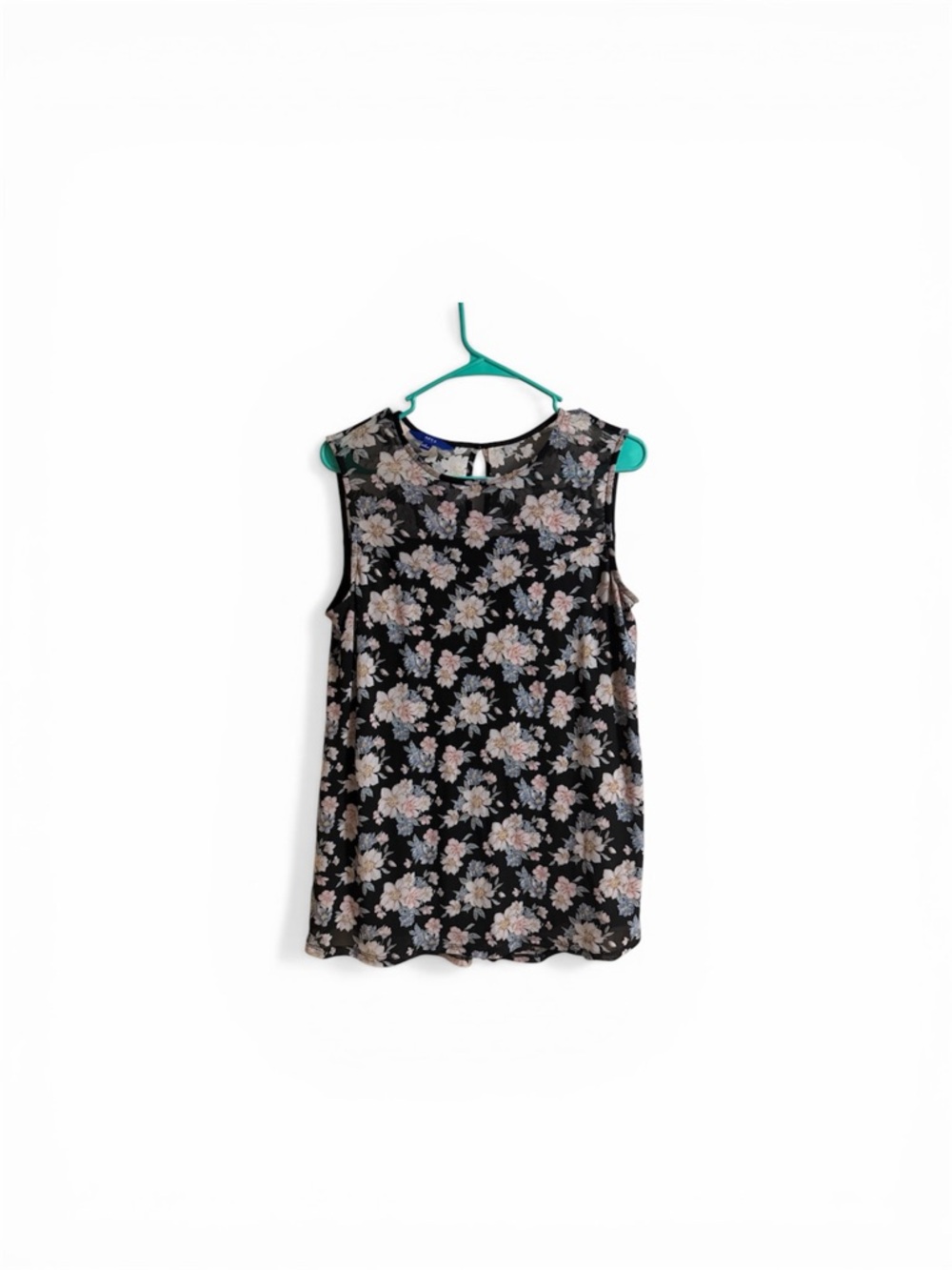 Source Unknown Black Floral Sleeveless Blouse